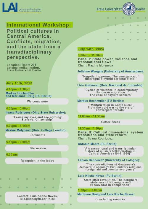 Plakat Workshop Political Cultures in Central America
