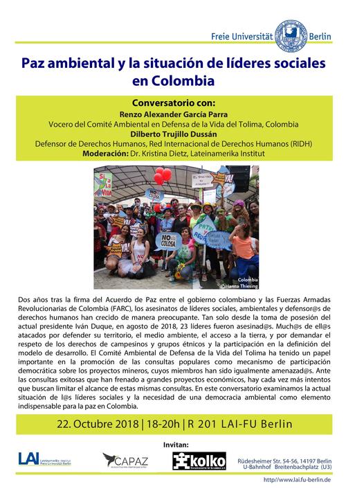 Poster_Evento Paz Ambiental y la situación de líderes sociales en Colombia 