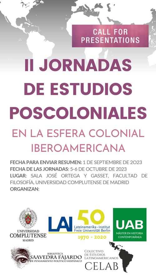 II Jornadas de Estudios Poscoloniales en la Esfera Colonial Iberoamericana