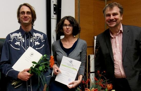 Lasse Hölck, Nina Elsemann und Stefan Rinke bei der Absolventenfeier 2012.