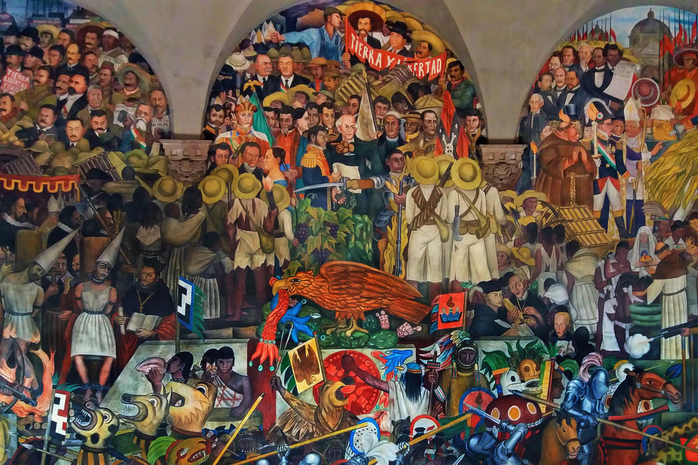 The history of Mexico from the perspective of the muralist Diego Rivera (Palacio Nacional, Mexico, 1929)