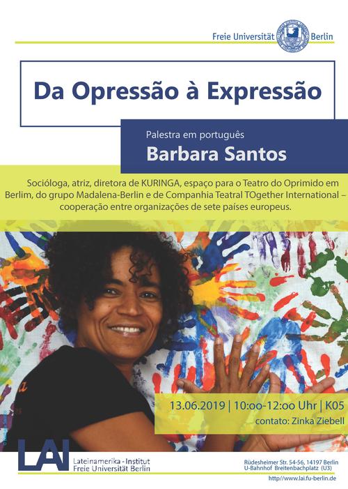 Plakat Gastvortrag Barbara Santos