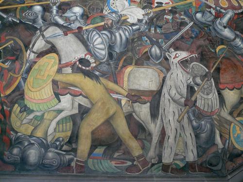 Kampf der Azteken gegen die spanischen Konquistadoren