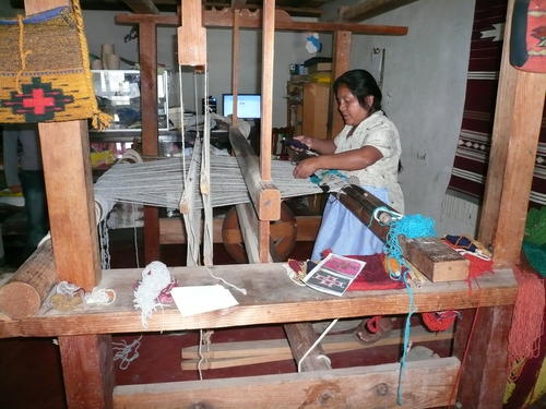 Textilwerkstatt in Teotitlán del Valle, Mexiko