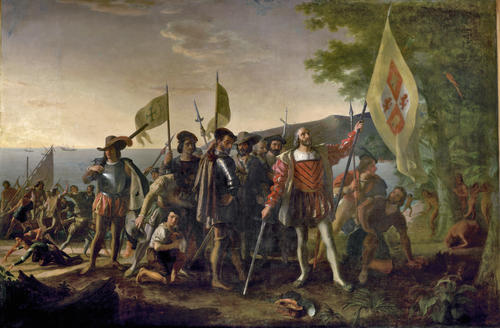 Für Spanien und die Kirche nimmt Kolumbus die Neue Welt in Besitz.