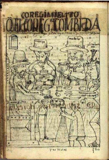 Corregidor, Mestize und Mulatte Poma de Ayala, 1615