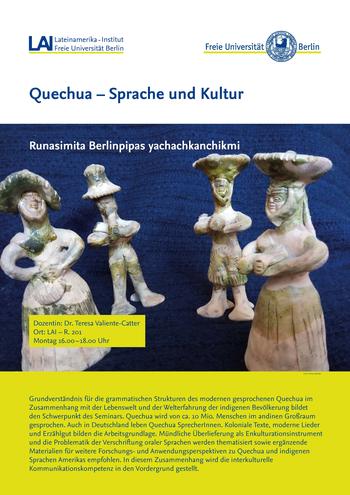 Bewerbung des Sprachkurses "Quechua" im Wintersemester 2021/22