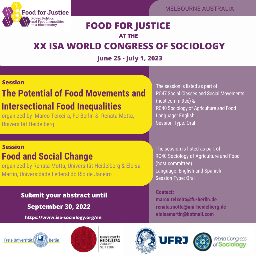 Aktuell Food for Justice at the XX ISA World Congress of Sociology in Melbourne