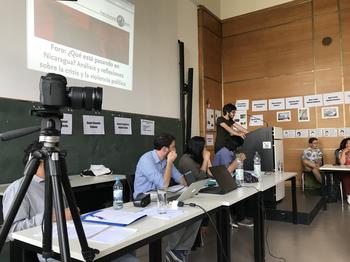 En mayo de 2018, miembros del Instituto y otras personas interesadas analizaron la situación actual del país centroamericano con estudiantes de Nicaragua por videoconferencia.