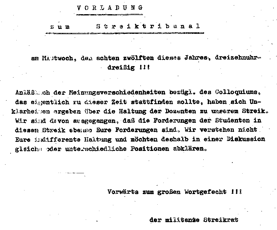 Convocatoria del tribunal de huelga de diciembre de 1976.