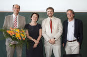 Peter-André Alt, Marianne Braig, Stefan Rinke und  Guillermo Zermeño (v.l.n.r.) auf dem Eröffnungsfest des Internationalen Graduiertenkollegs "Zwischen Räumen" am 15. Juli 2010