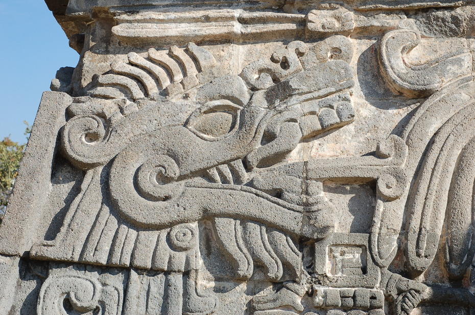 El templo de Xochicalco en México (detalle)