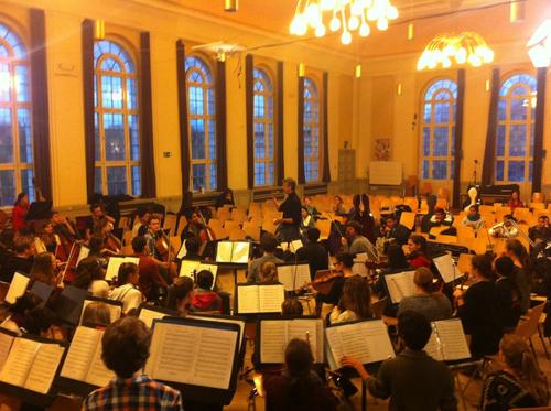 Gemeinsame Probe Ensemble und Schulorchester