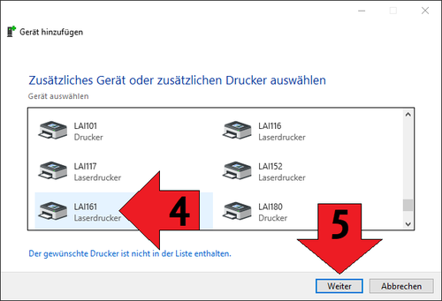 Abbildung 3 - neuen Drucker auswählen