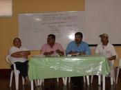 Diskussionsrunde mit nicaraguansichen GewerkschafterInnen im "Casa de los trabajadores" in Managua