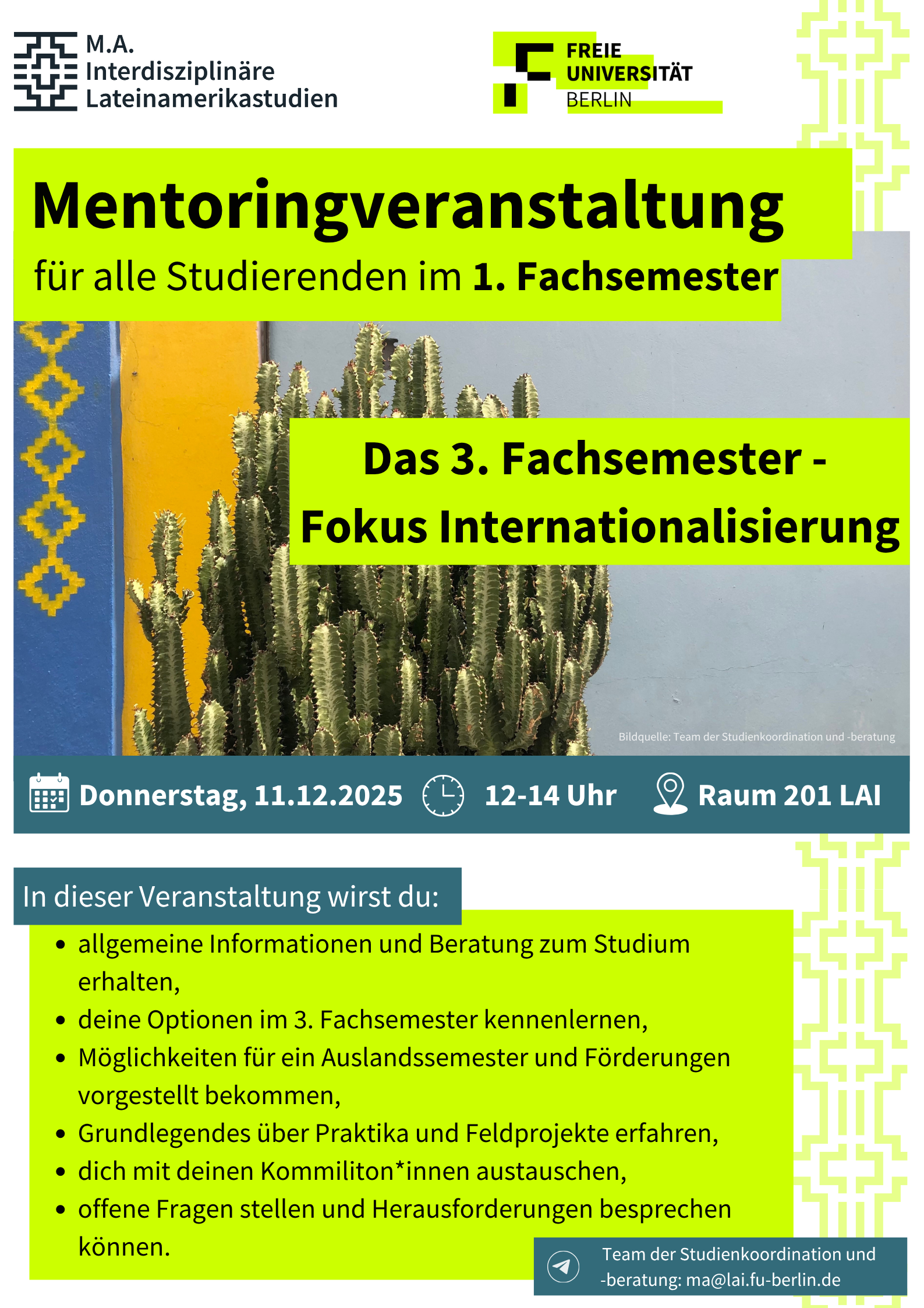 Veranstaltung "Das 3. Fachsemester - Fokus Internationalisierung" am 11.12.2025