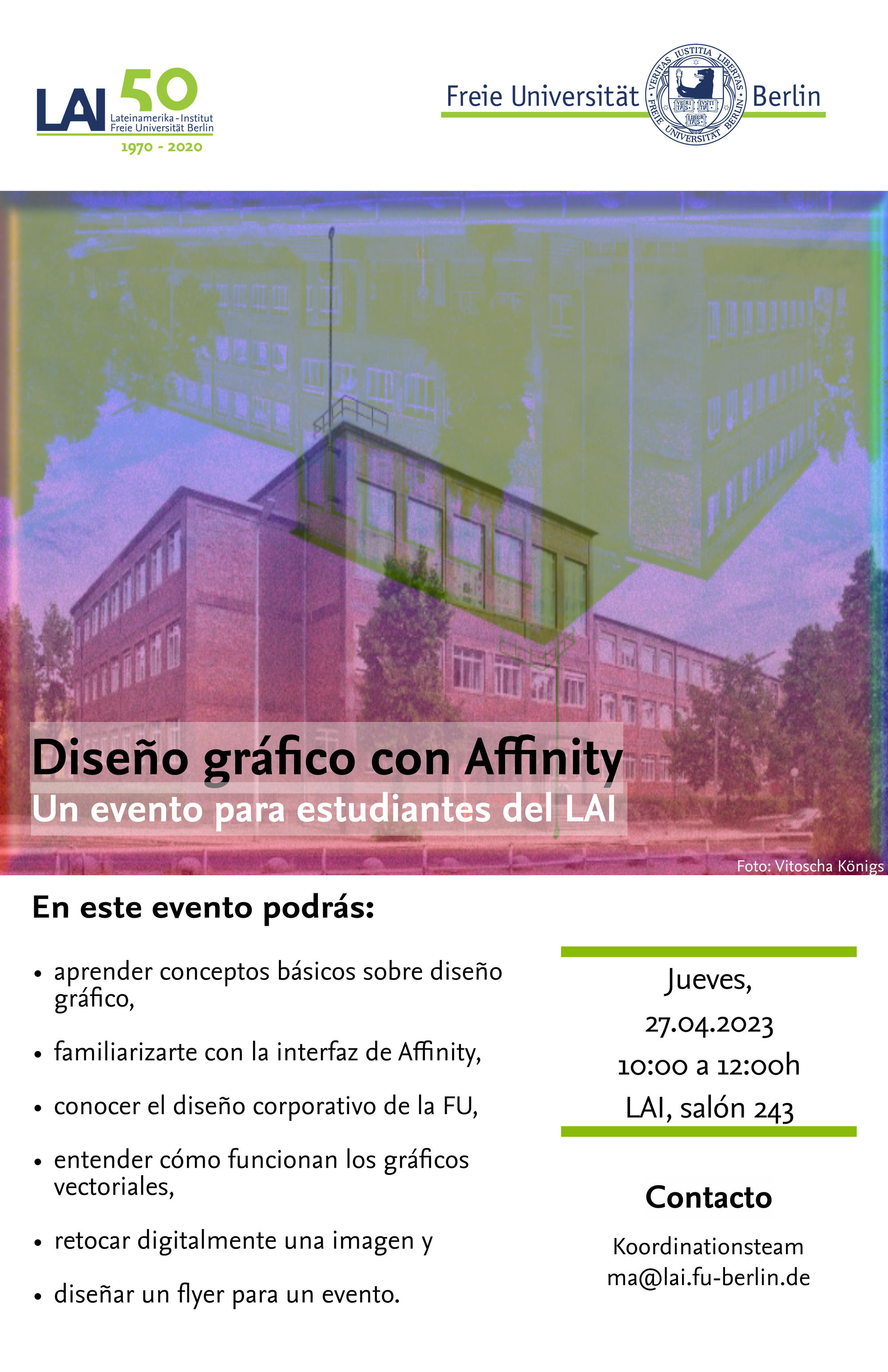 Evento de tutoría interactivo „Diseño gráfico con Affinity: primeros pasos“ el 27.04.2023