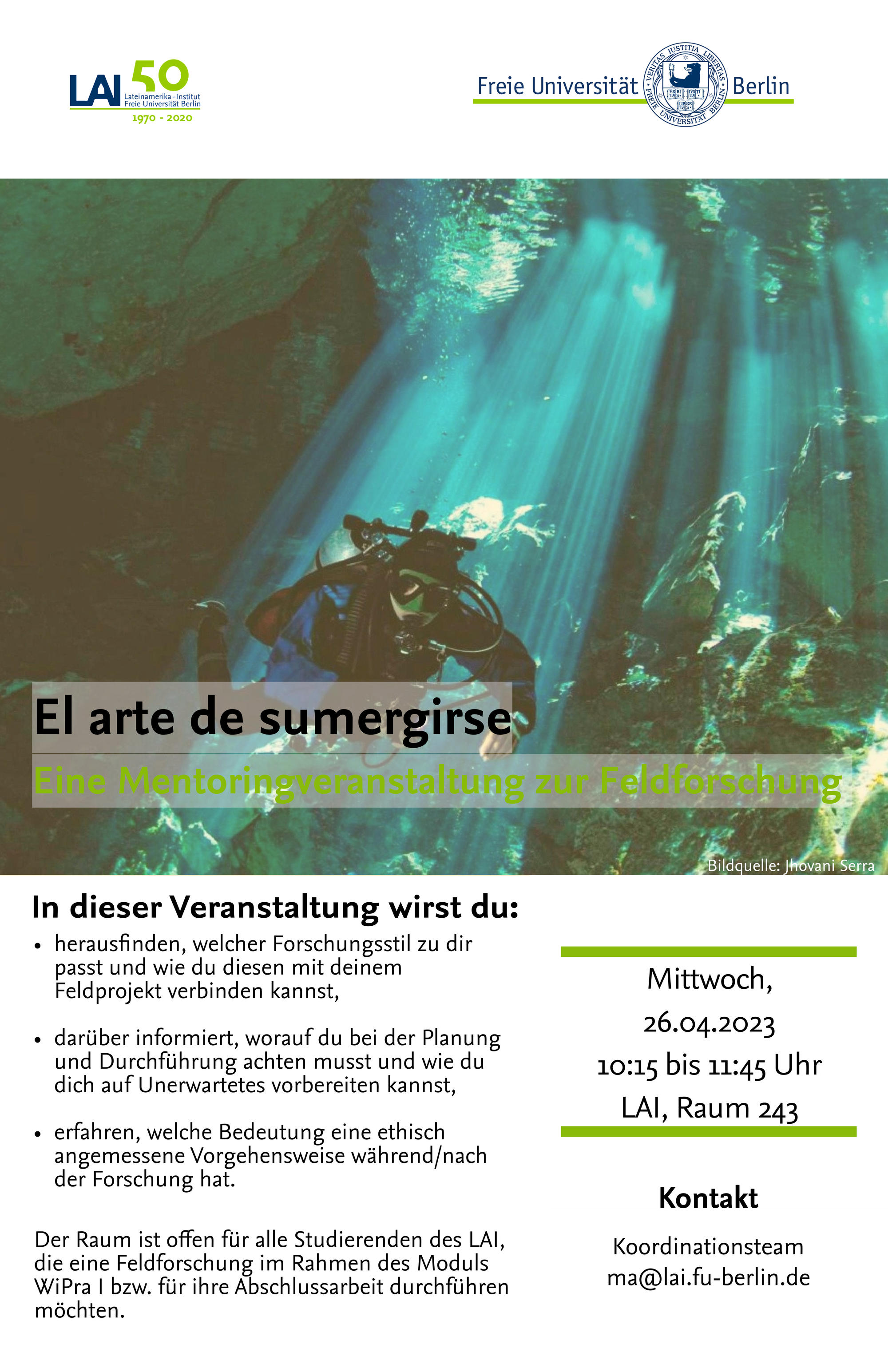 Mentoringveranstaltung "El arte de sumergirse" am 26.04.2023