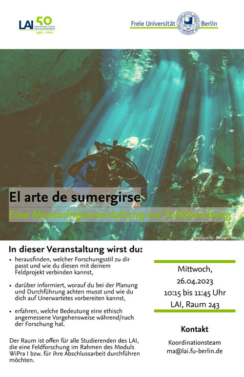 Mentoringveranstaltung "El arte de sumergirse" am 26.04.2023