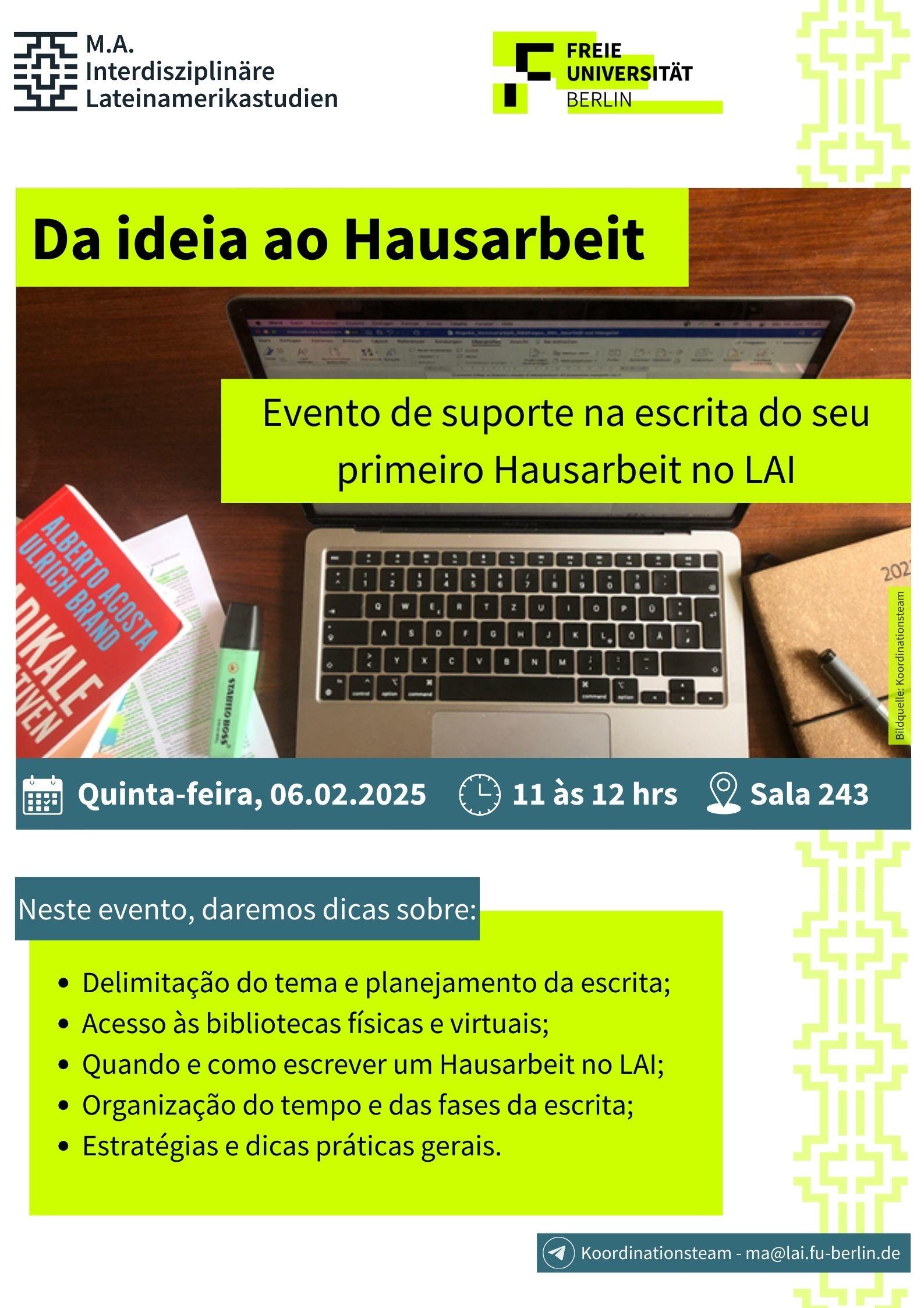 Veranstaltung zu Hausarbeiten am LAI am 06.02.2025