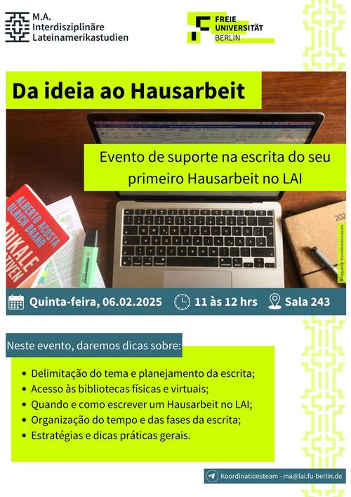 Veranstaltung zu Hausarbeiten am LAI am 06.02.2025