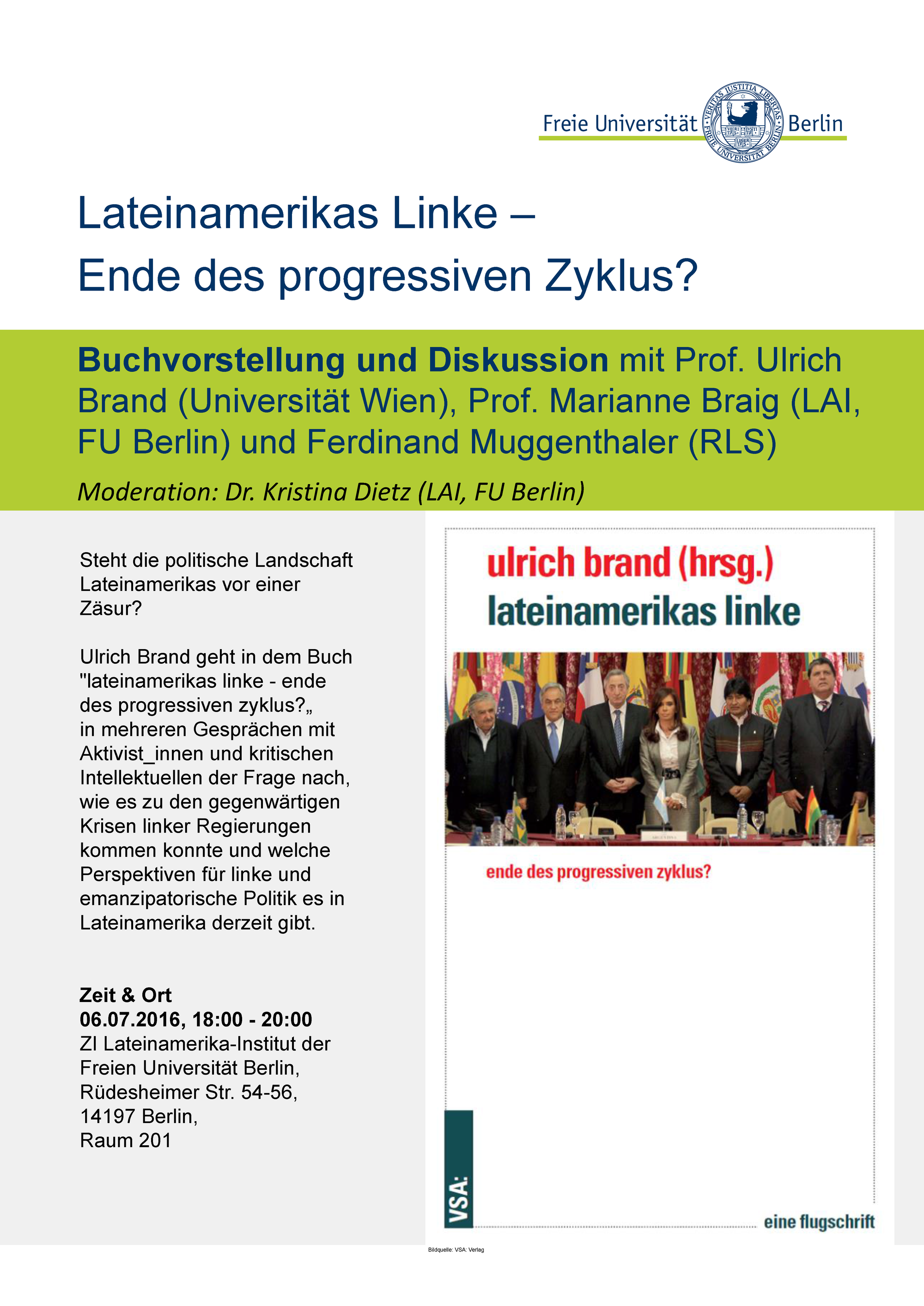 Poster zur Buchvorstellung Lateinamerikas Linke