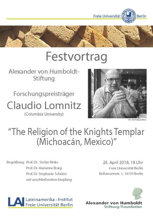 Plakat Festvortrag Claudio Lomnitz